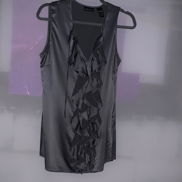 New York & Company Tops - Gray Sleeveless Ruffle Top